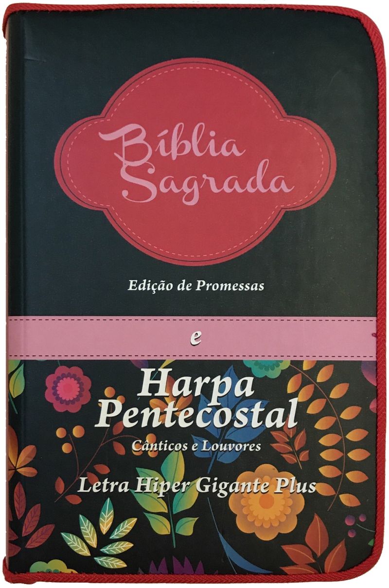 Biblia-e-Harpa-pentecostal-letra-hipergigante-edicao-de-promessas-linha-gold-pink-com-flores-coloridas