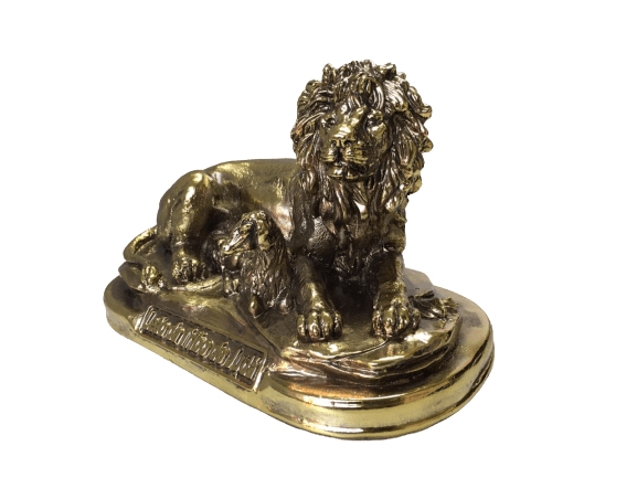 Estatua-Leao-e-Ovelha-Dourado