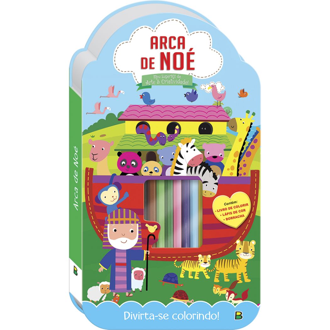 Livro Infantil Colorir Super Kit Arca De Noe C/Giz Vale Das Letras Unidade  em Promoção na Americanas