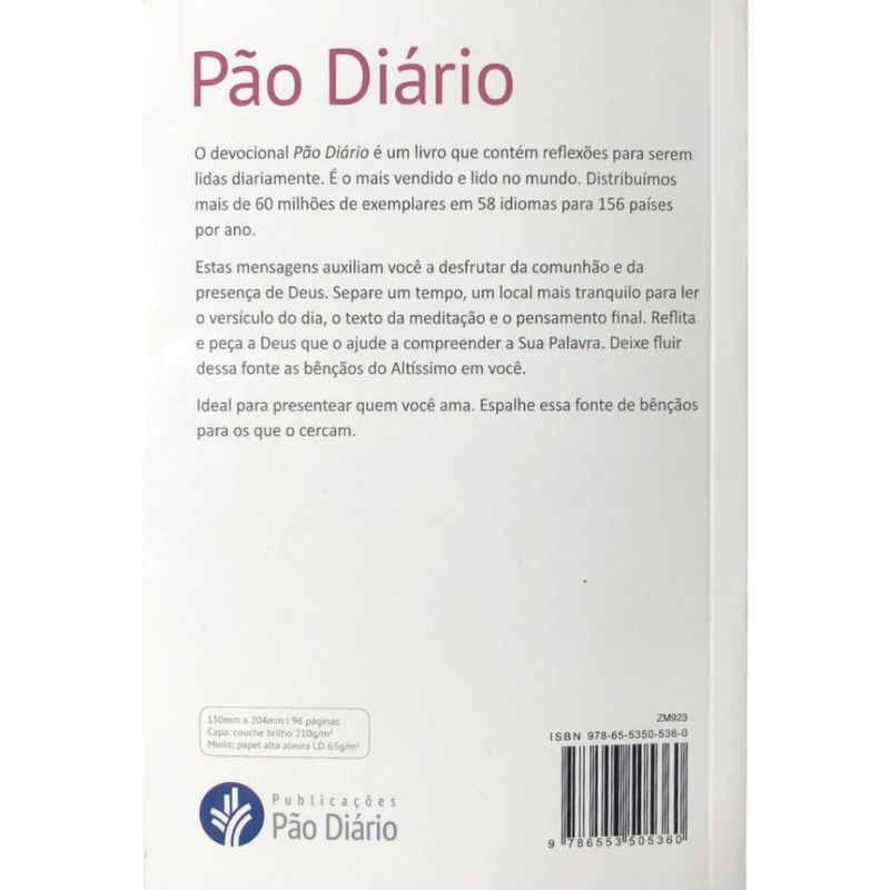 Devocional Pão Diário 90 Reflexões Feminina 100 Cristão 100 Cristão 4385